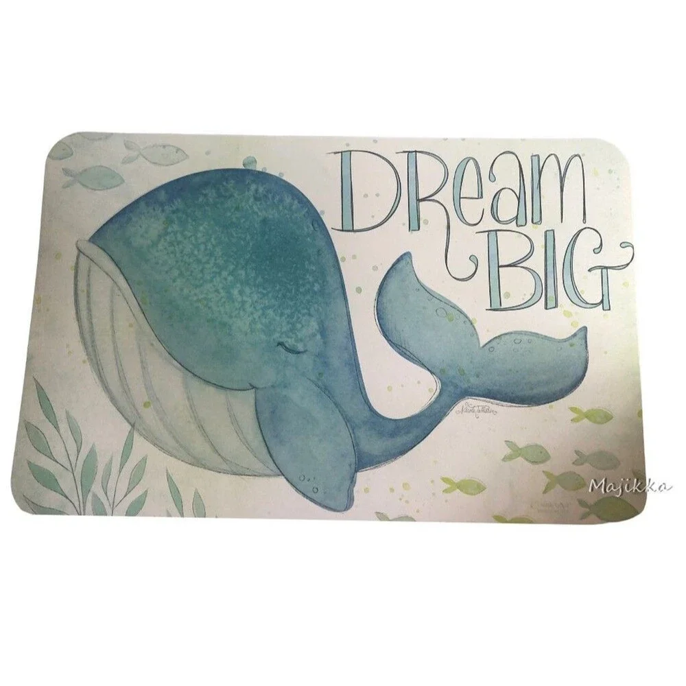 CounterArt Whale Turtle Vinyl Placemats Set of 4 Summer Kids Double Sided
